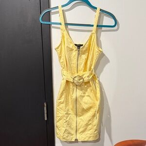 Butter Yellow Belted Women's Dress